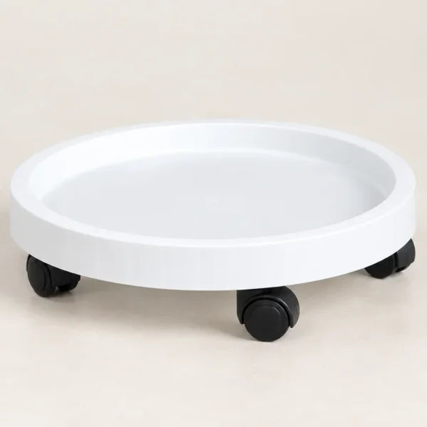 Single white wheeled drip tray product illustration; AI illustration, actual product depends on order confirmation
